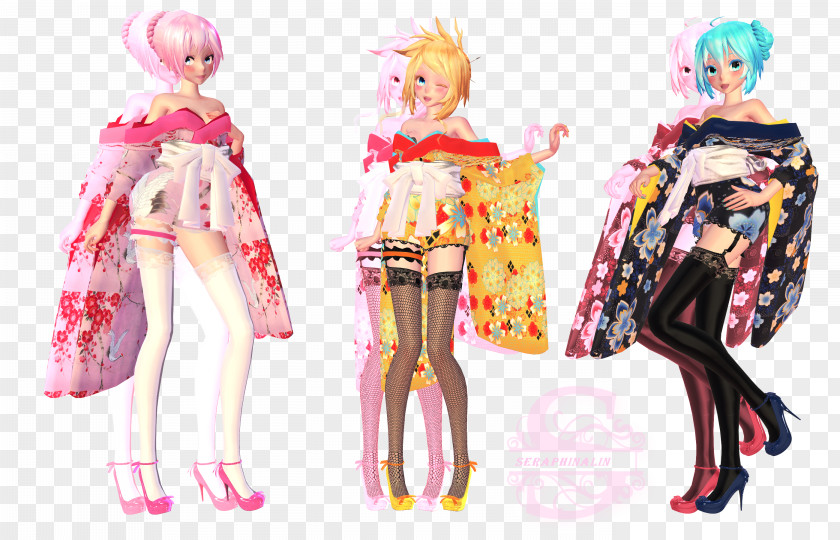 Model Kimono Yukata Dress MikuMikuDance PNG