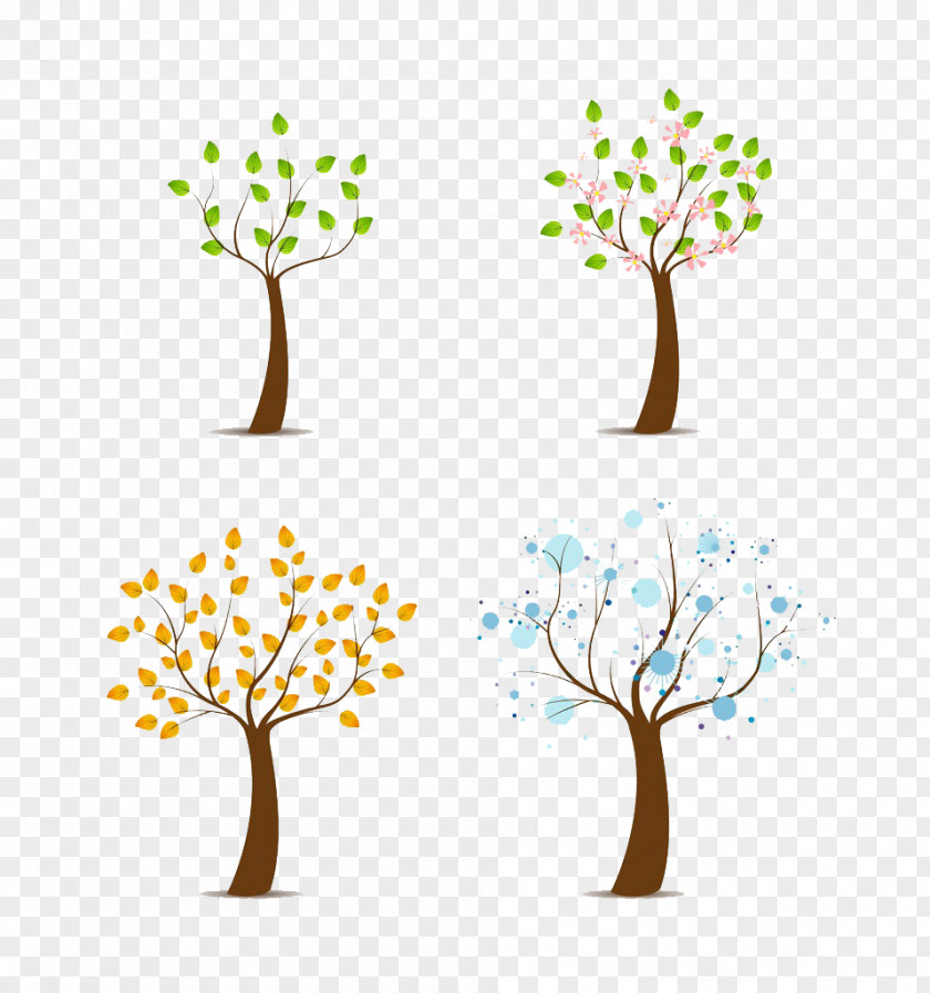 Spring And Summer Autumn Winter Cartoon Tree High Clear Deduction Material Pizza Quattro Stagioni Season Royalty-free Illustration PNG