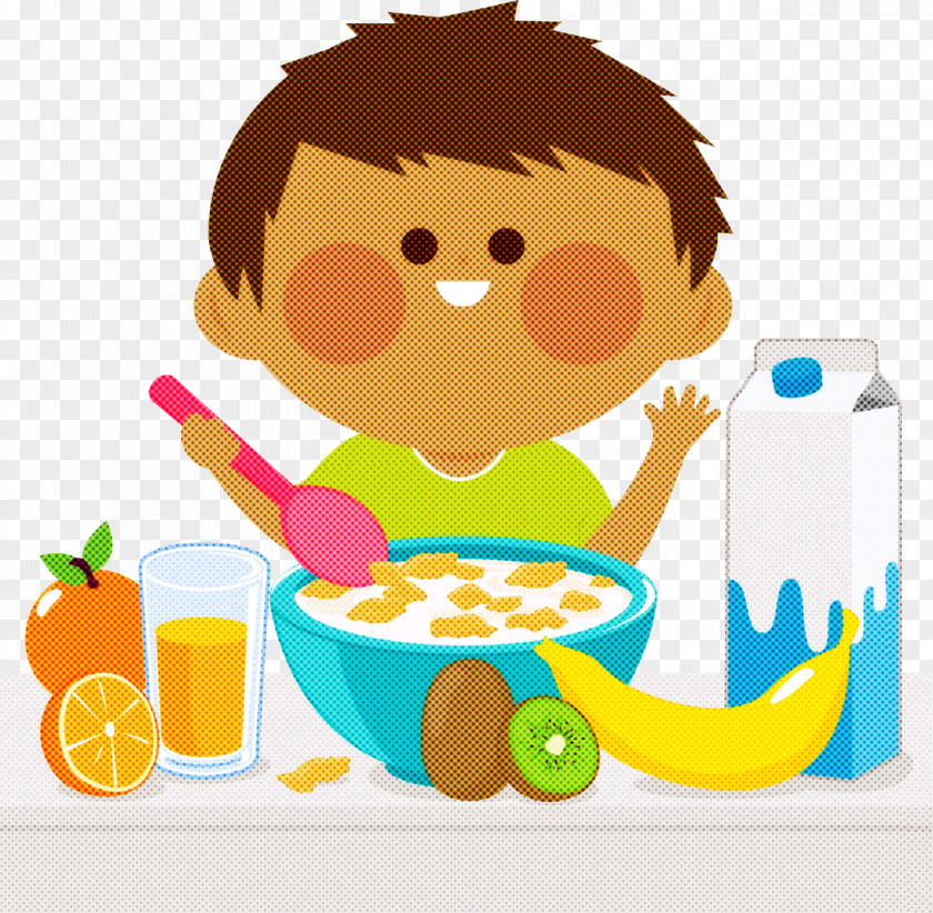 Cartoon Vegetarian Food Child Eating Meal PNG