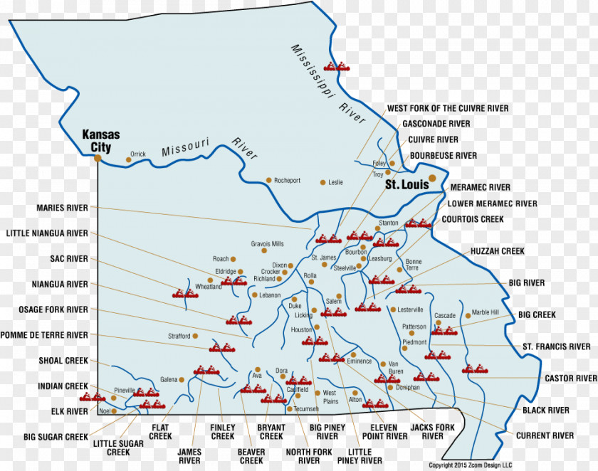 Map Missouri River Current Meramec Courtois Creek Jacks Fork PNG