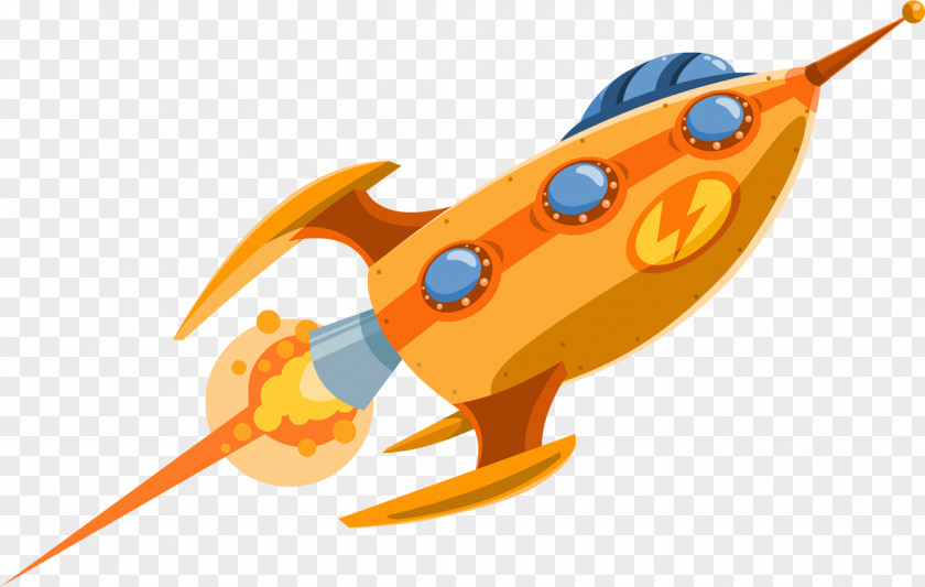 Orange Rocket Space Age Launch PNG