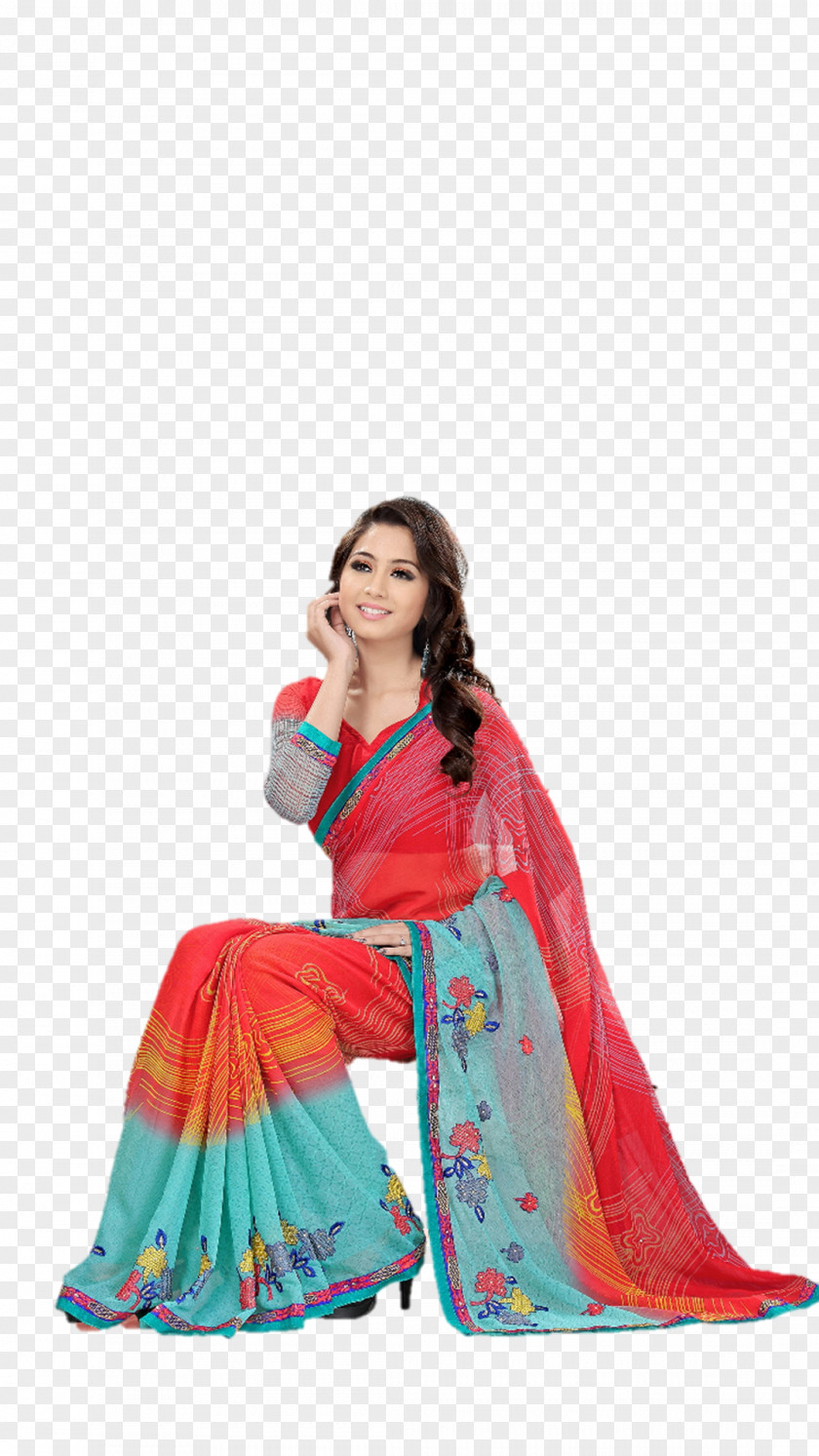 Wedding Saree Costume Magenta Sari PNG