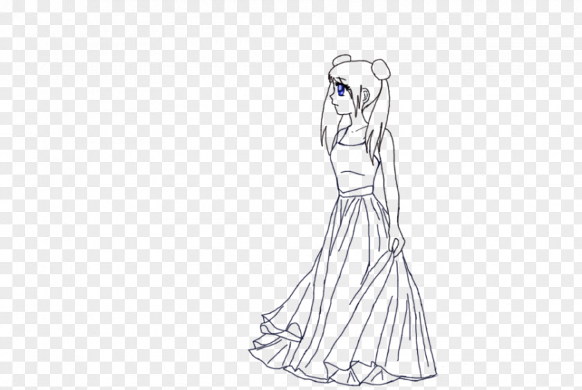 Princess Outline Drawing Finger Gown Line Art Sketch PNG