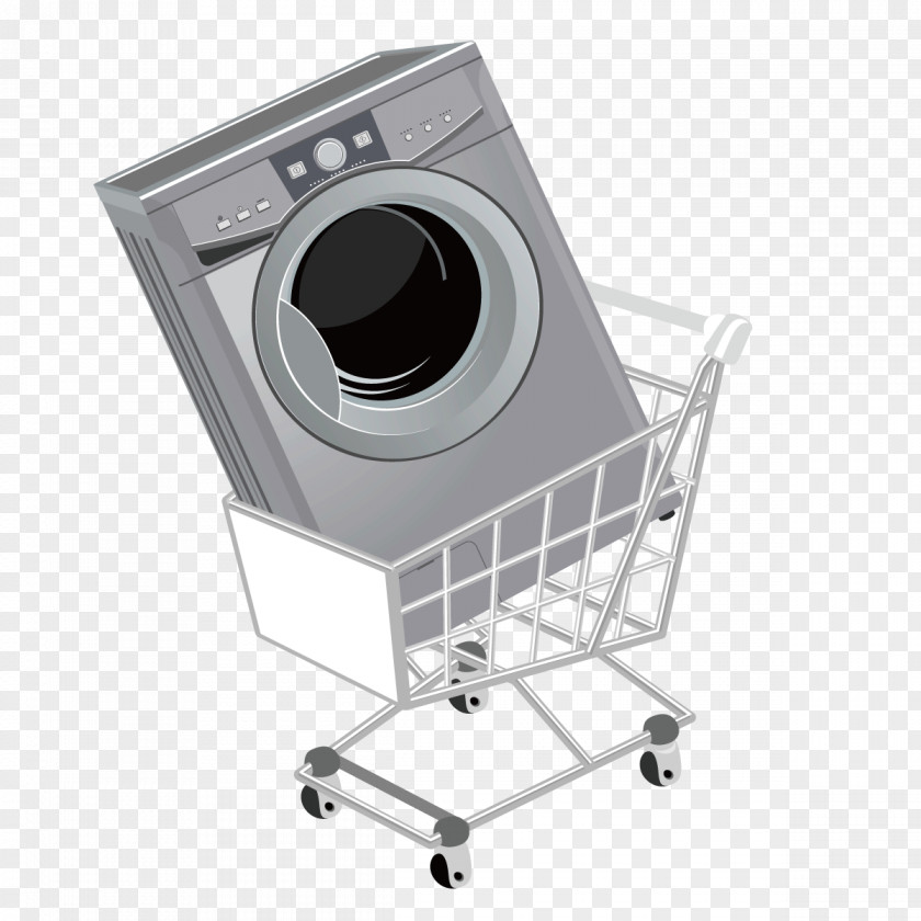 Vector Washing Machine Shopping Cart Stock Illustration PNG