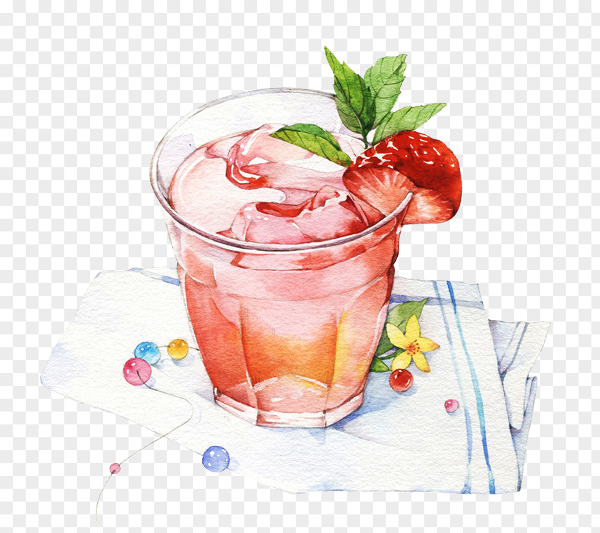 Strawberry Ice Beverage Juice Drink Poster Dessert Illustration PNG