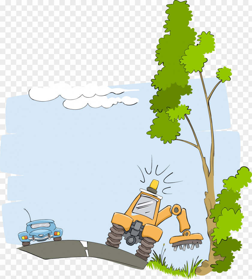 Vector Excavator Cutting Plant Clip Art PNG