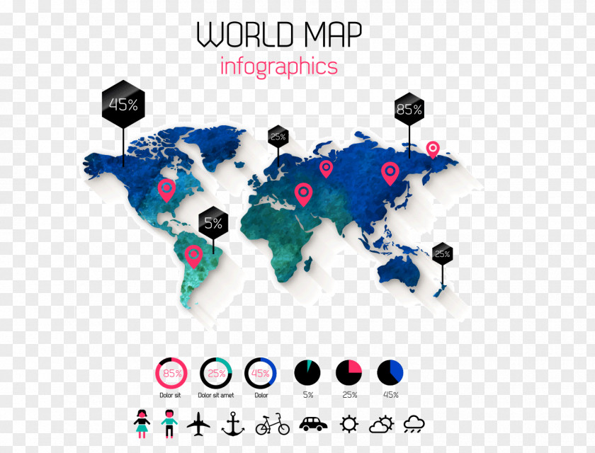 World Map Infographic PNG