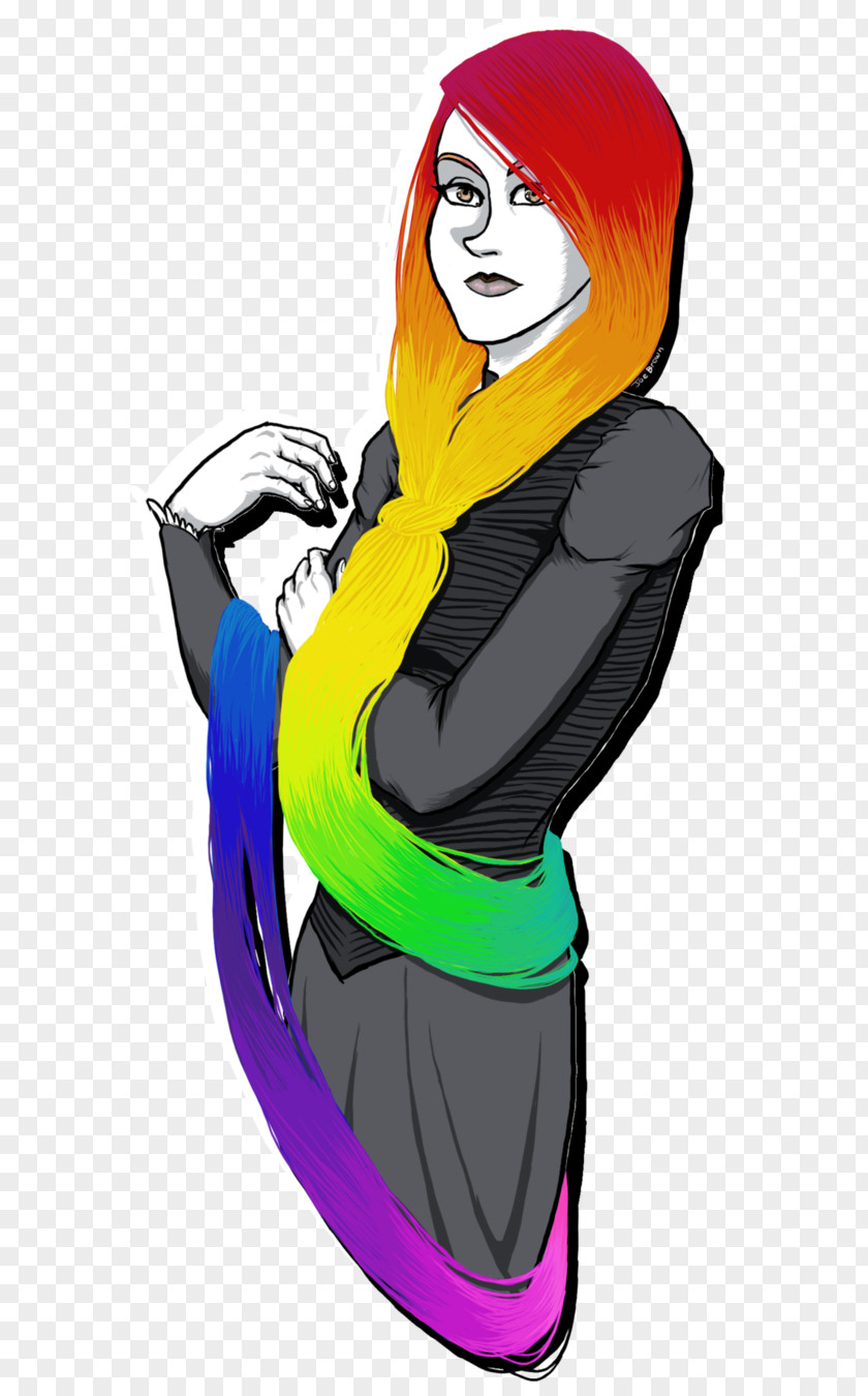 Rainbow Hair Art Drawing Female Woman PNG