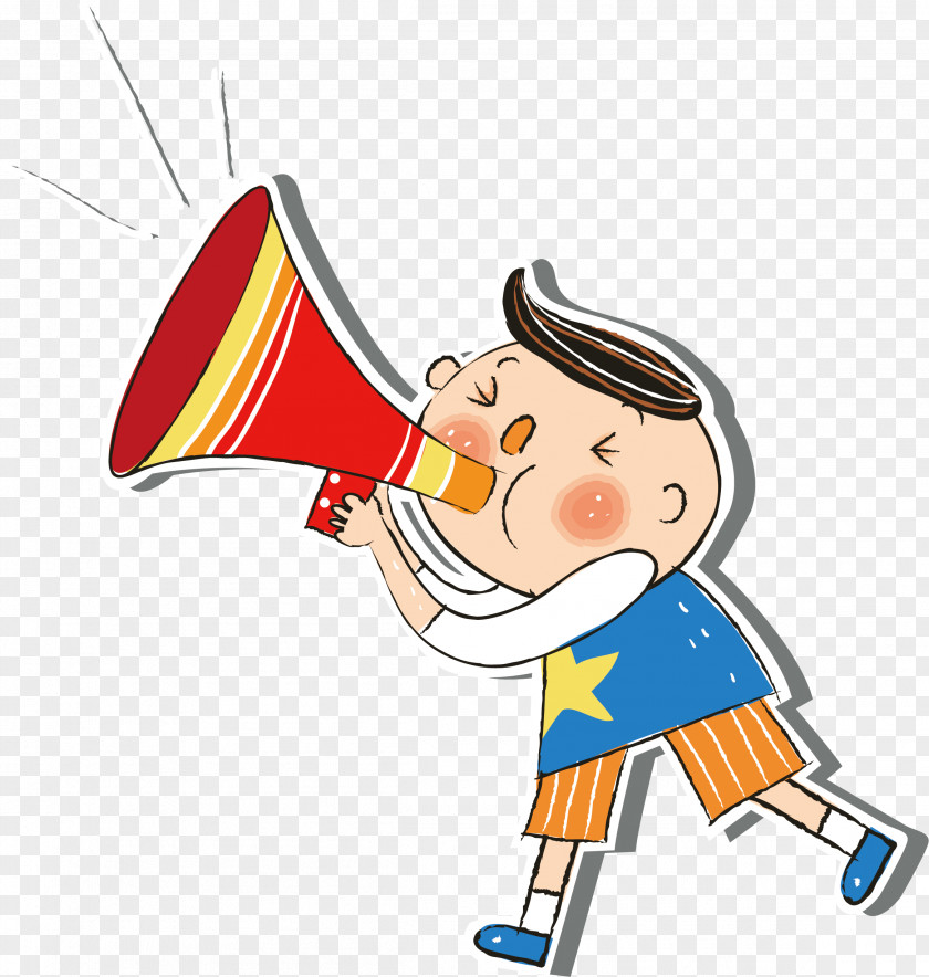 Trumpet Boy Vector Cartoon PNG