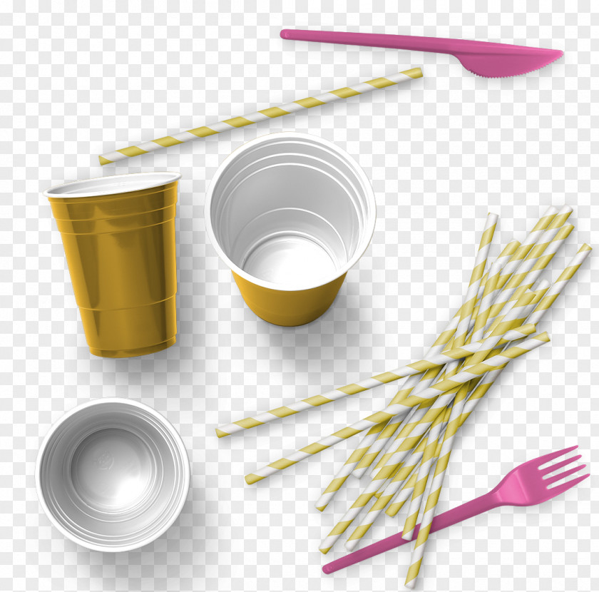 Paper Cups And Plastic Knife Fork PNG