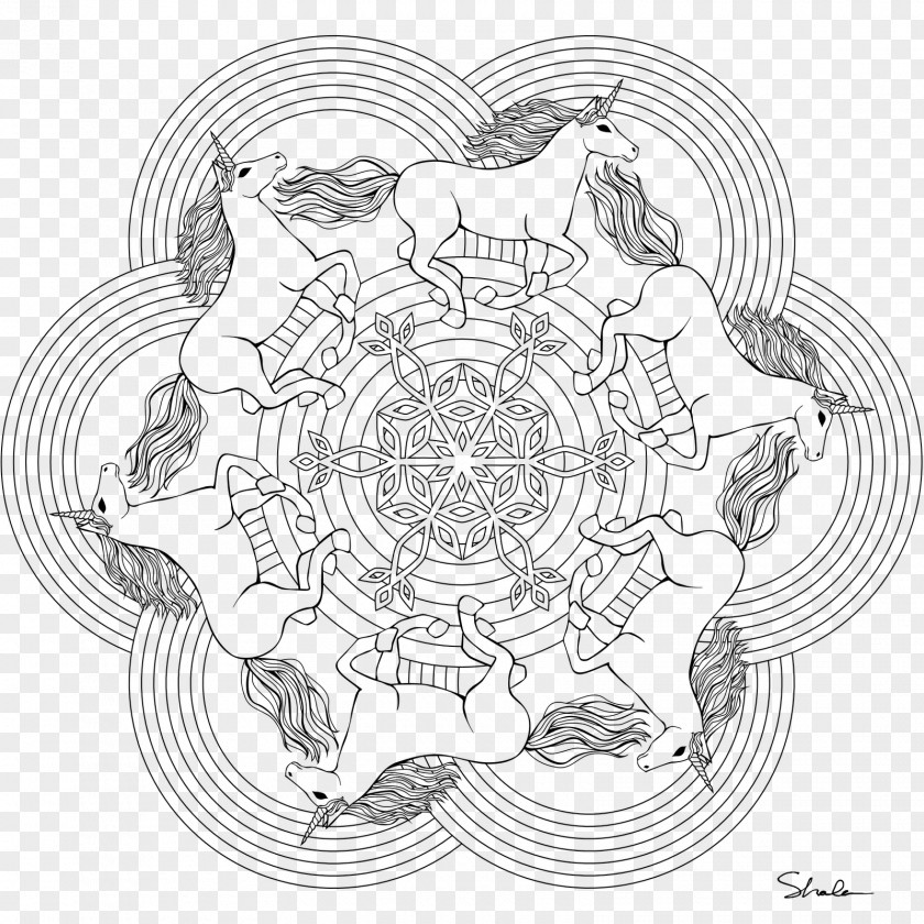 Unicorn Mandala Coloring Book Ausmalbild PNG