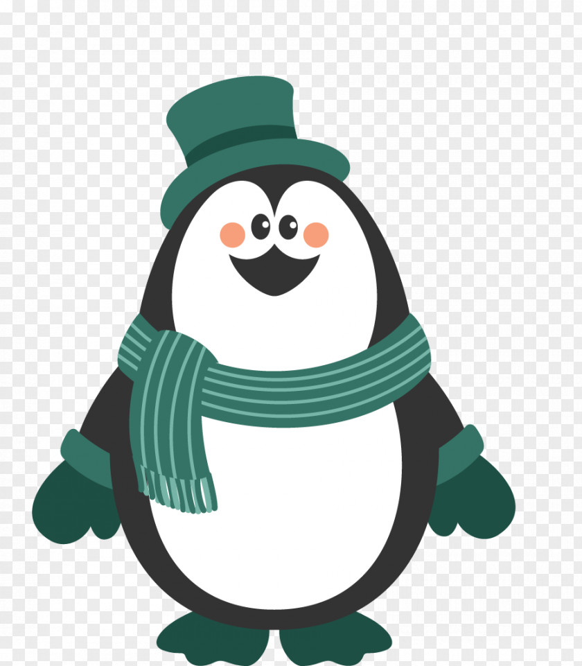 Christmas Hat Wearing Gloves Penguin Santa Claus PNG