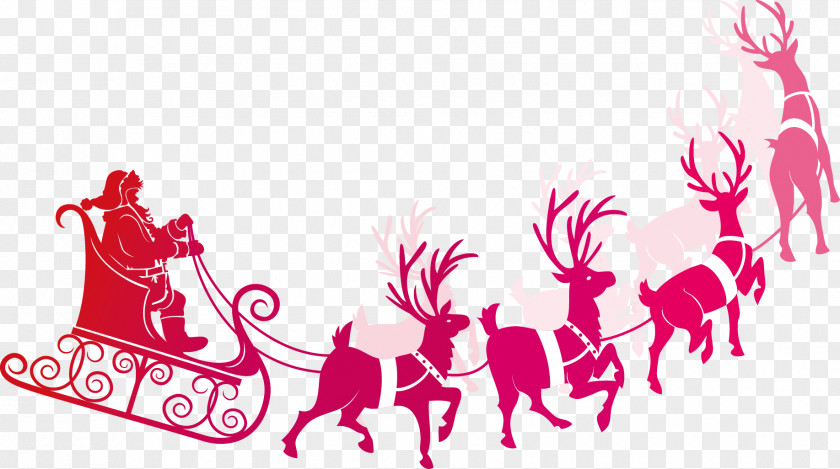 Santa Claus Riding A Sleigh Element Clauss Reindeer Rudolph Clip Art PNG
