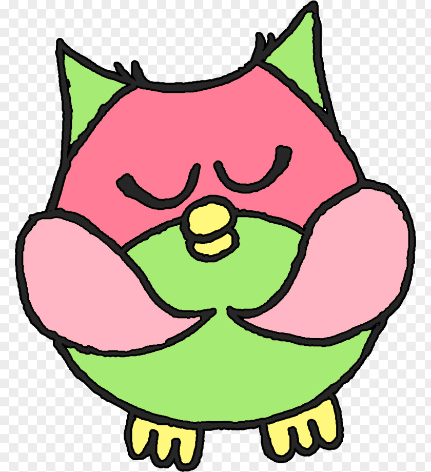 Line Art Smiley Owl Cartoon PNG