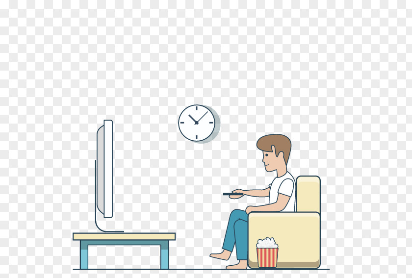 Man Sitting On The Couch Watching TV Television Drawing PNG