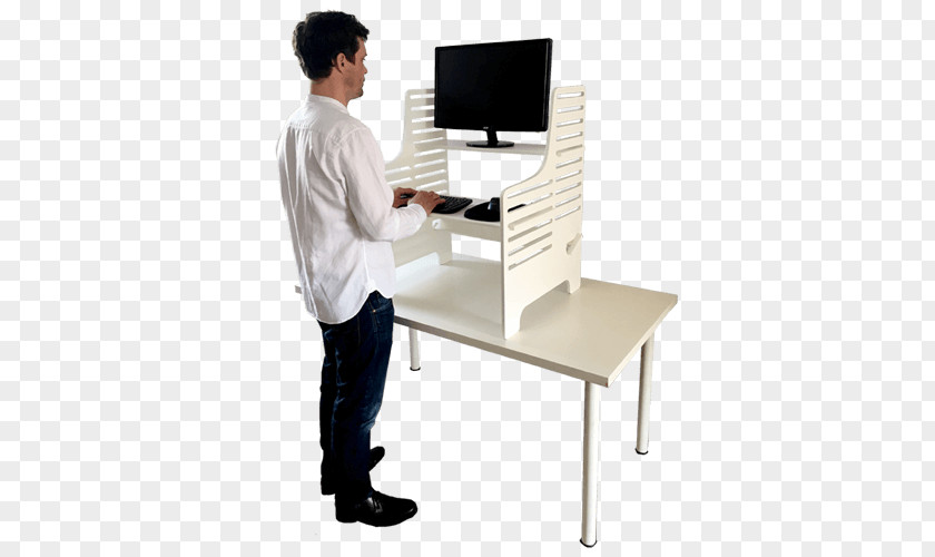 White Desk Standing Office Supplies PNG