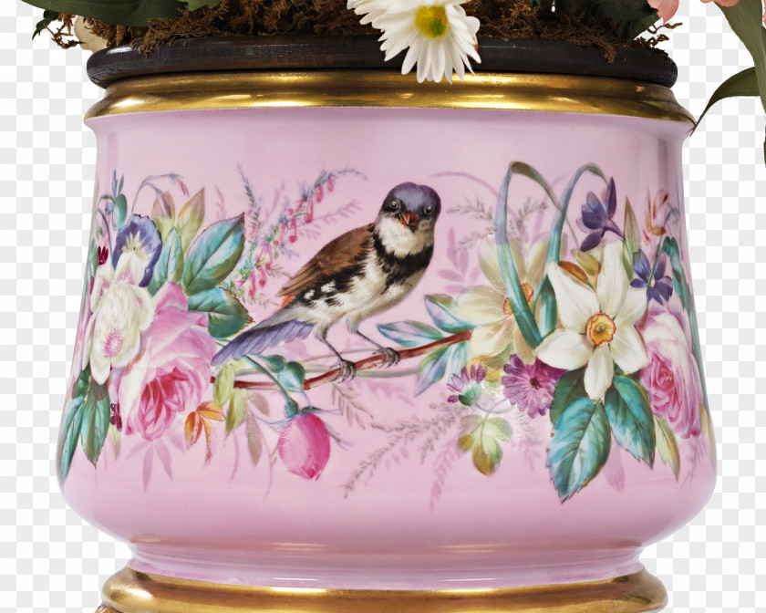 Singing Birds Porcelain Vase Tableware Flower PNG