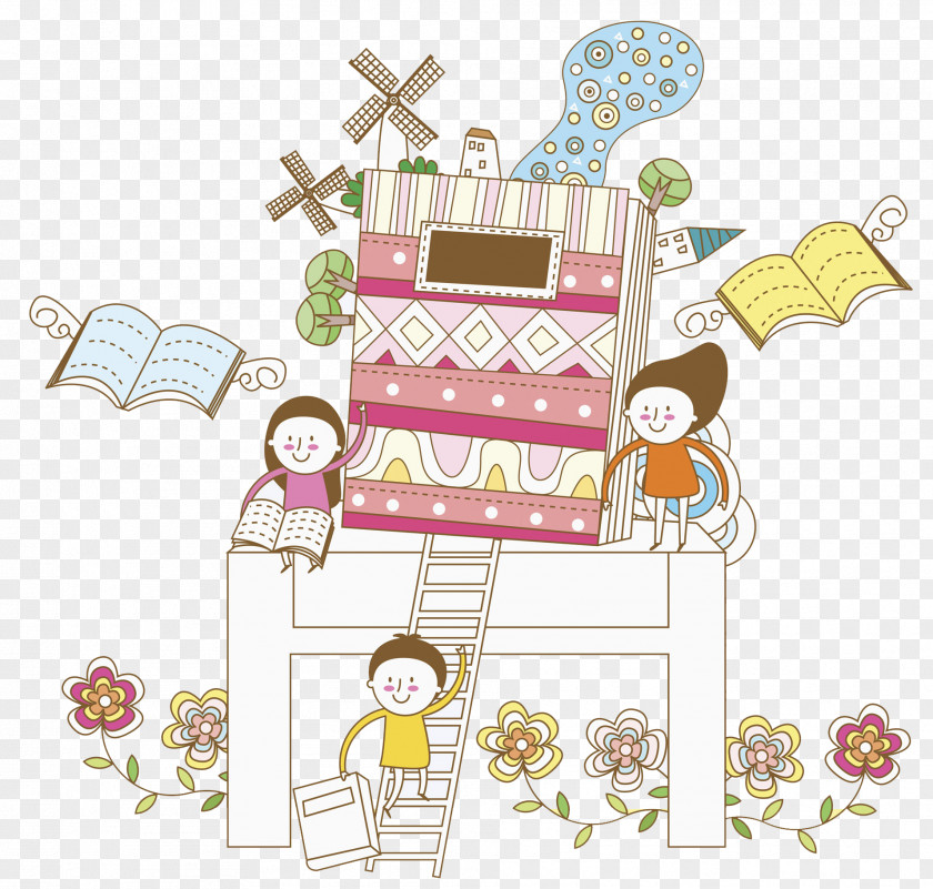 Flying Books Drawing Reading Illustration PNG