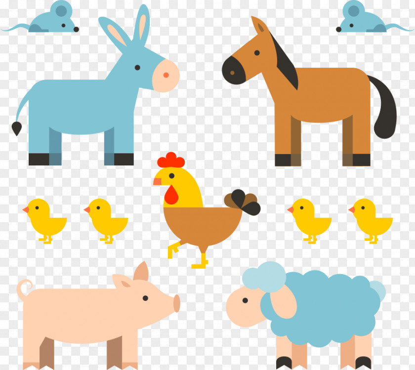 Vector Pony And Pig Cartoon Farm Cattle PNG