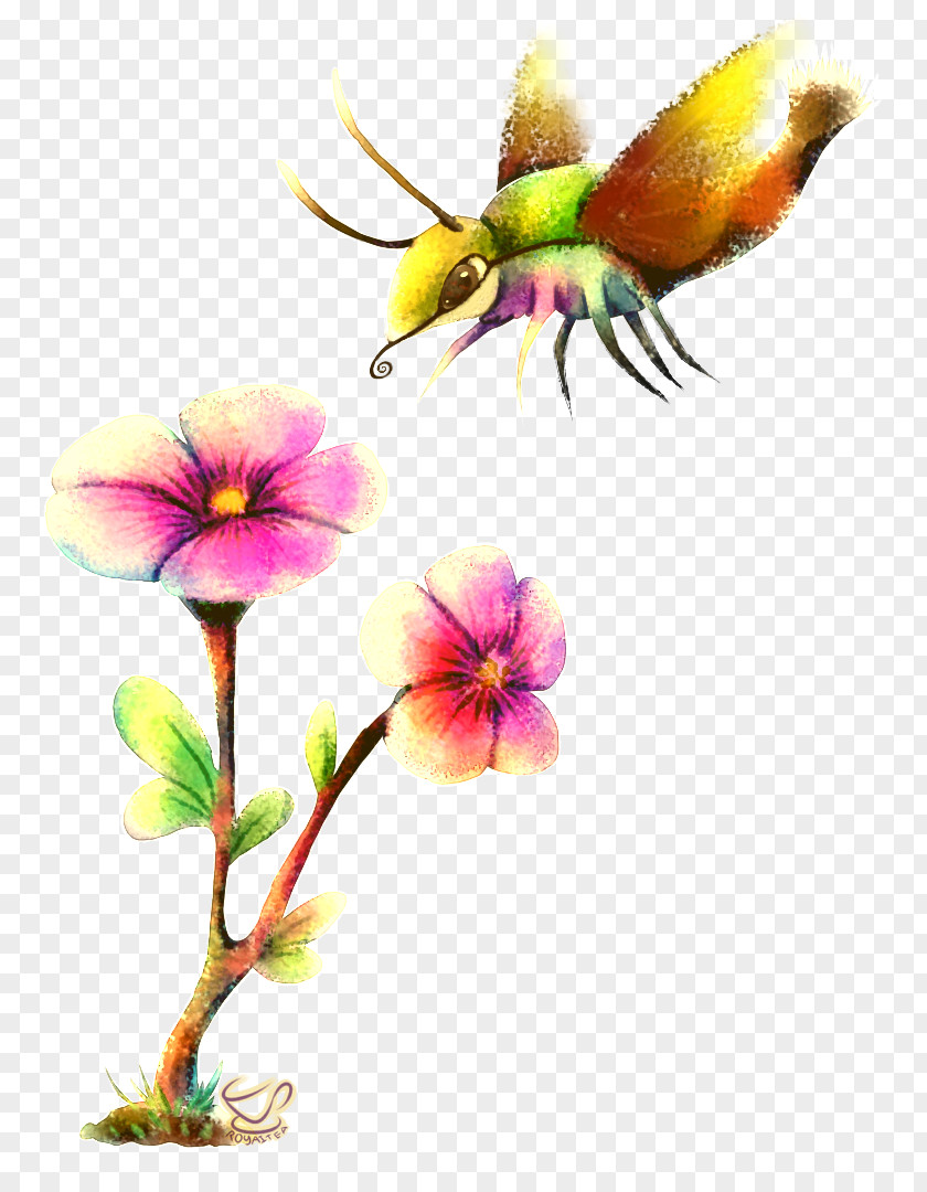 Bee Honey Petal Flower Plant Stem PNG