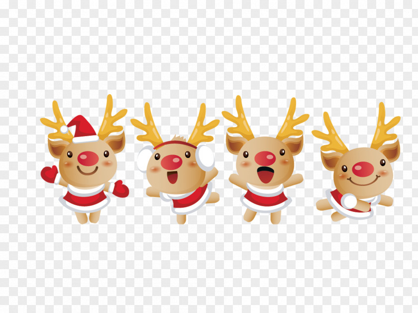 Christmas Deer Reindeer Santa Claus Cartoon PNG