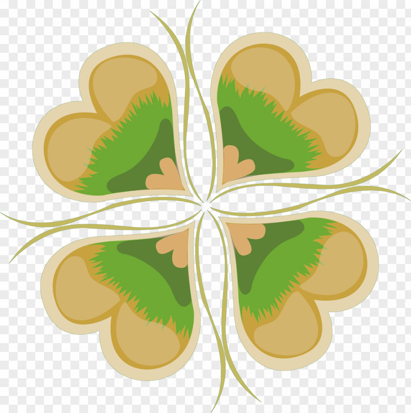 Yellow Simple Four Clover Decoration Pattern Petal Clip Art PNG