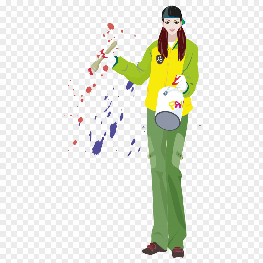 Take The Brush Woman Adobe Illustrator Paintbrush PNG