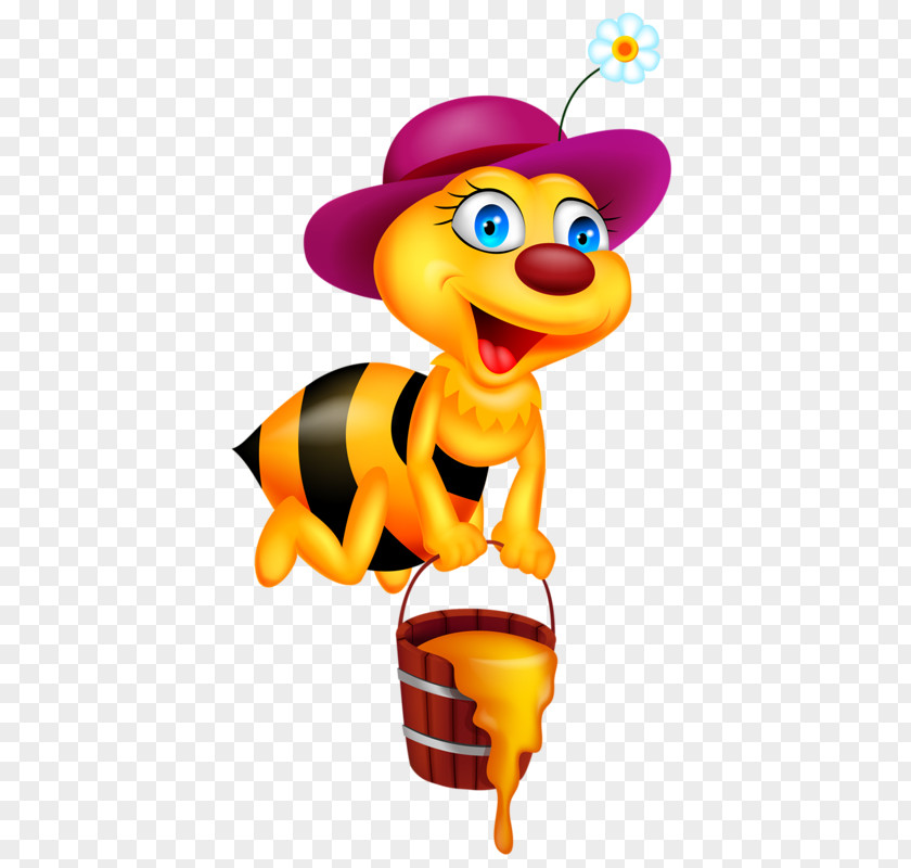 Bee Honey Cartoon Illustration PNG