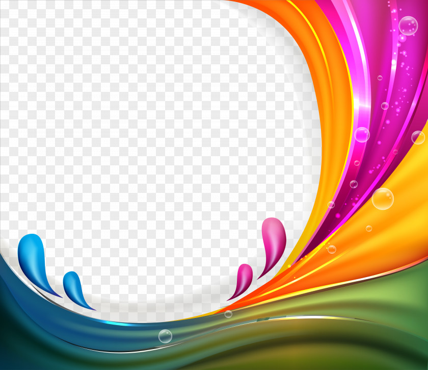 Gorgeous Multicolored Droplets Border Graphic Design PNG