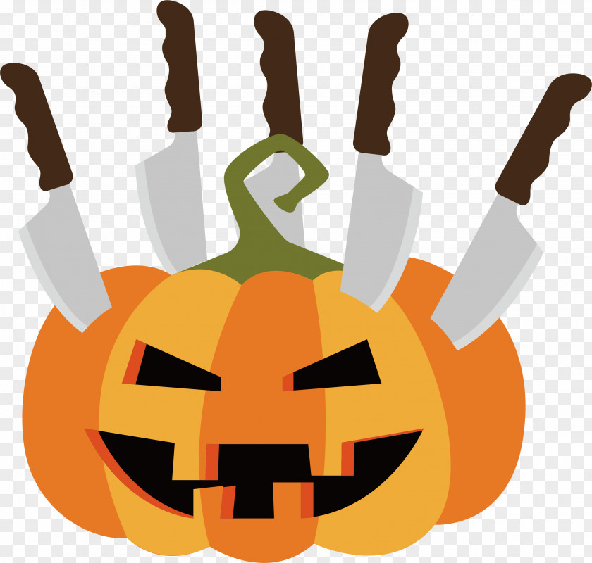 A Pumpkin Head Stuck In Kitchen Knife Calabaza Clip Art PNG