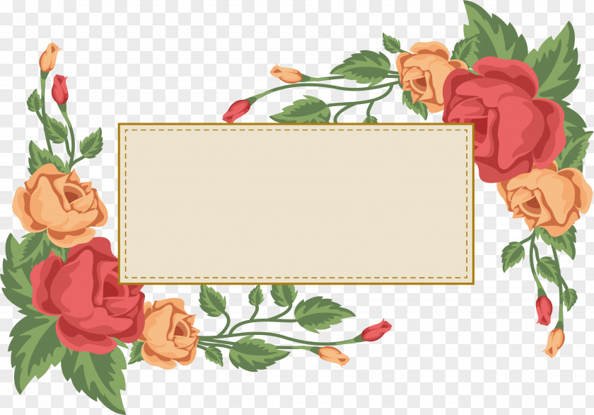 Romantic Rose Bunny Border Computer File PNG