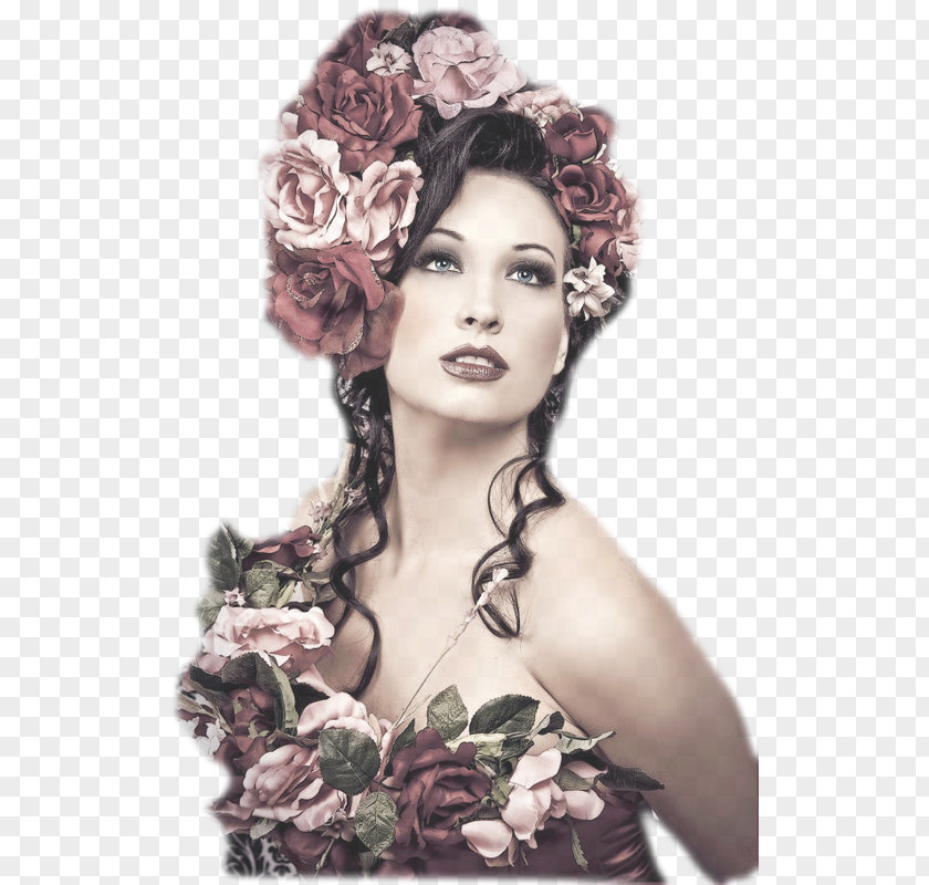 Woman Flower Pine Petal Headpiece PNG