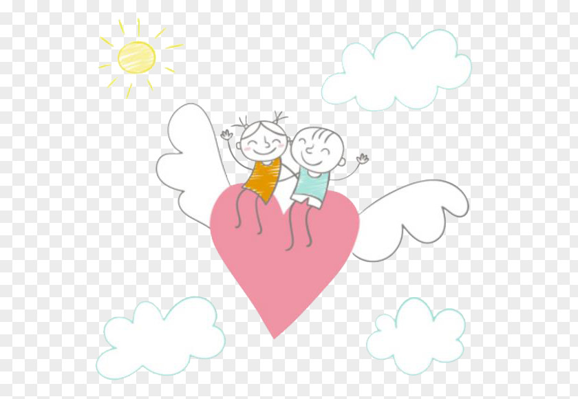 Angels Fly Cartoon Sun Wedding Anniversary Birthday Wish Happiness PNG