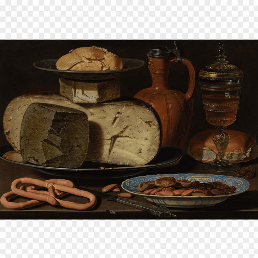 Cheese Table Still Life With Cheeses, Almonds And Pretzels Mauritshuis Painting PNG