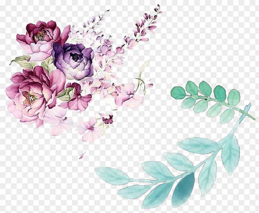 Watercolor Flower Leaves Decorated Floral Design Painting PNG