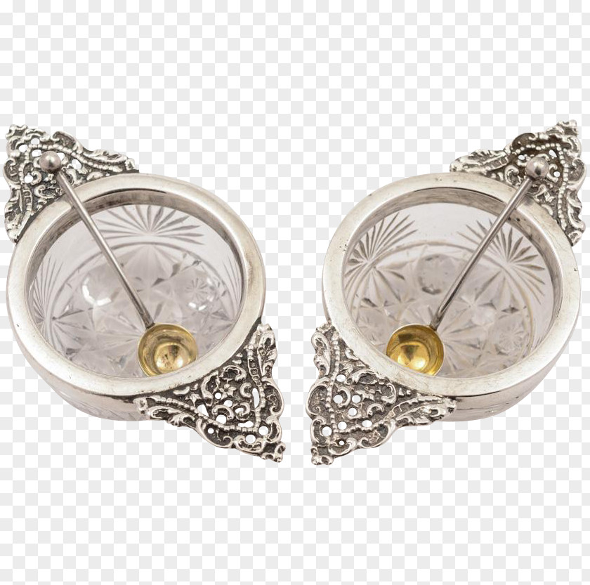 Antique Locket Earring Sterling Silver PNG