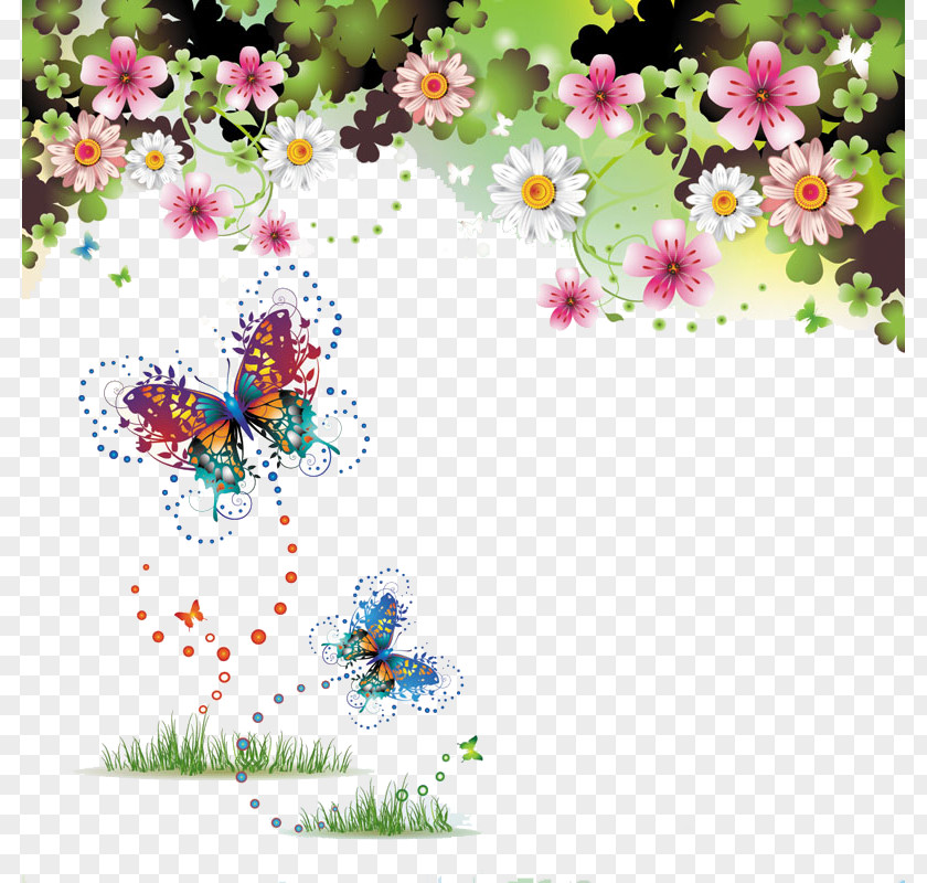 Flower And Butterfly Royalty-free Illustration PNG