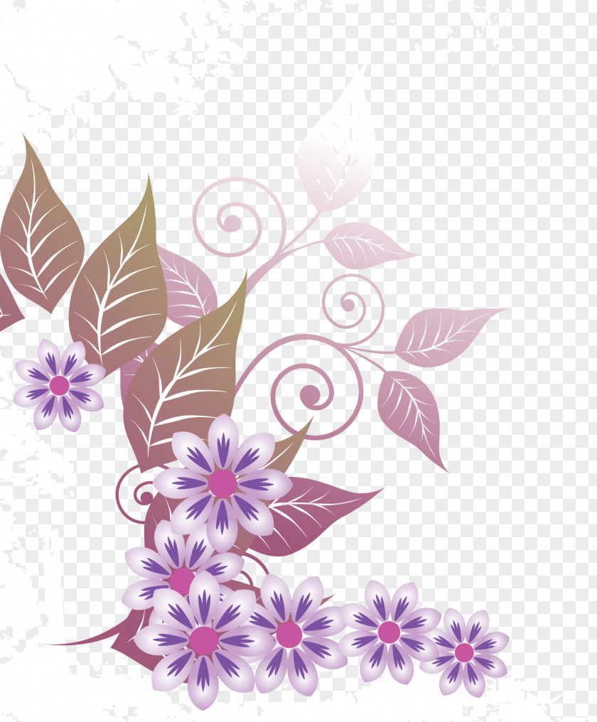 Purple Floral Decoration Material Design PNG