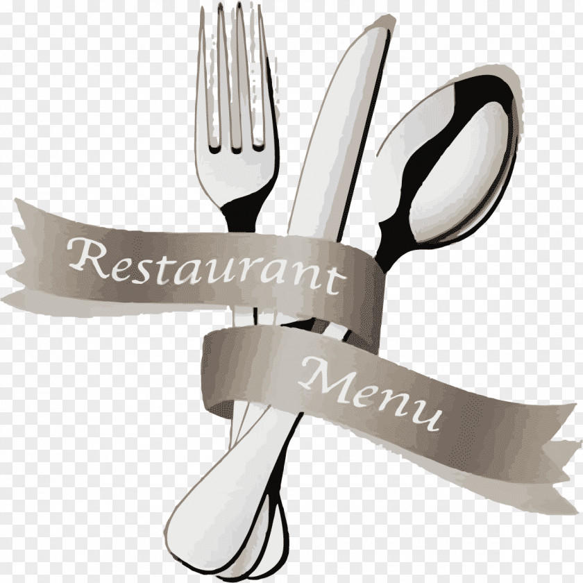 Retro Ribbon With Knife And Fork European Cuisine Menu Restaurant PNG