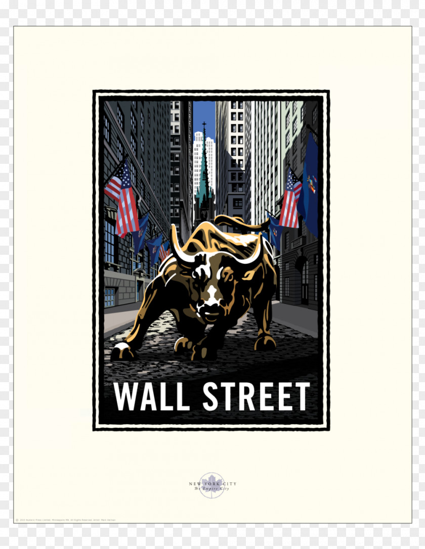 Bull Charging Wall Street NYSE Statue PNG