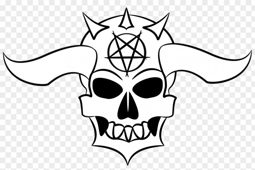 Skull Devil Demon Drawing Black And White Clip Art PNG