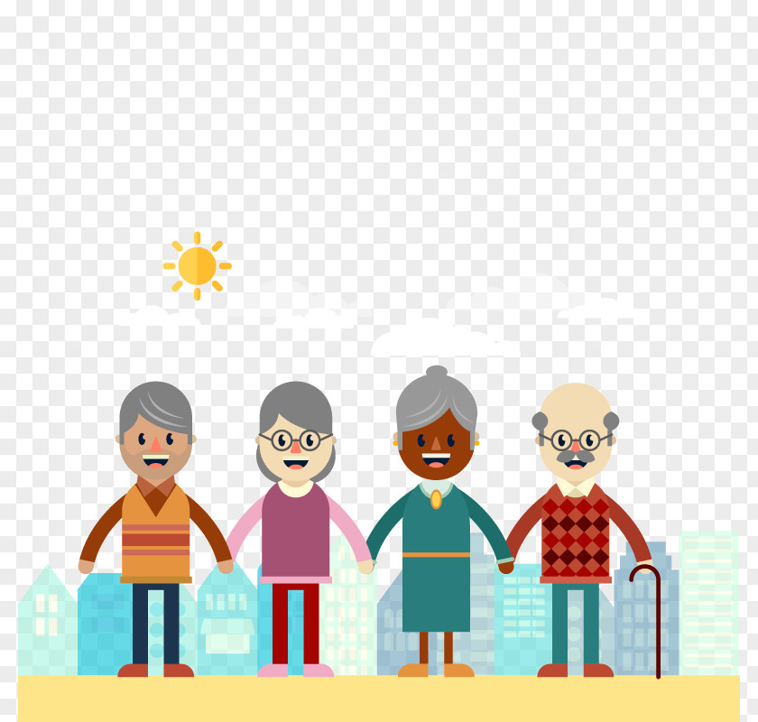 Vector Happy Elderly Old Age International Day For Older Persons Aged Care Grandparent PNG