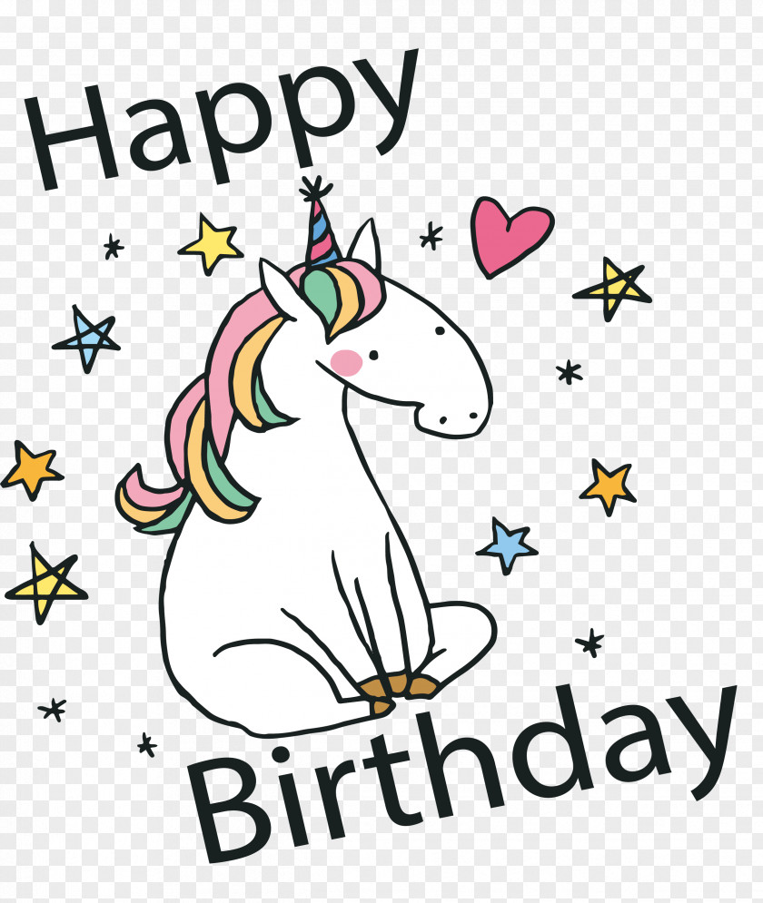 Hand Painted Unicorn Birthday Card Carte Danniversaire PNG