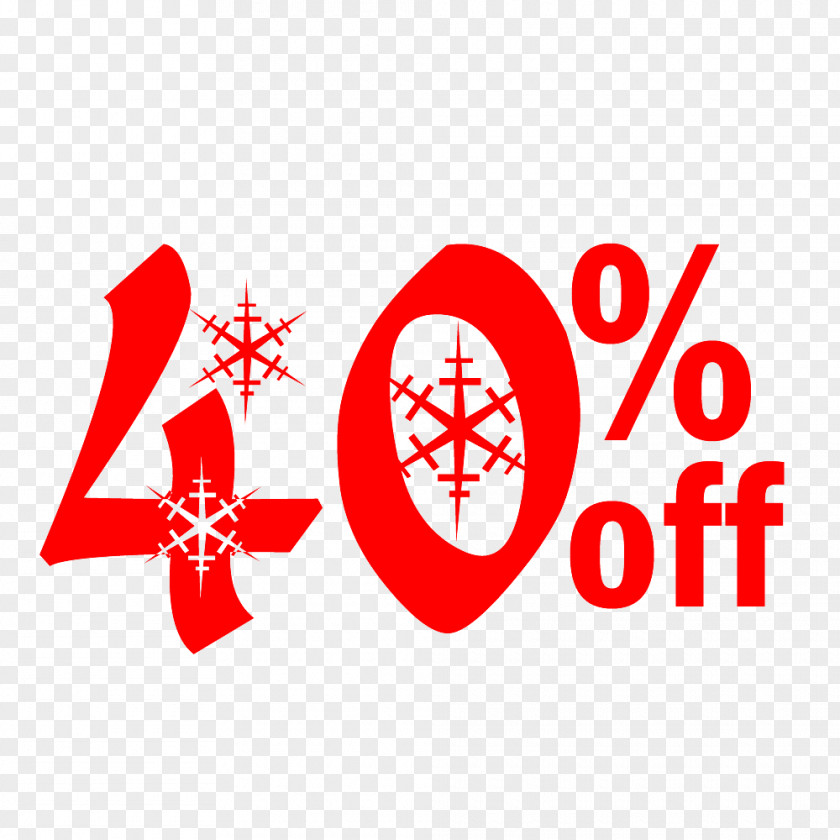 Snow Christmas Sale 40% Off Discount Tag. PNG