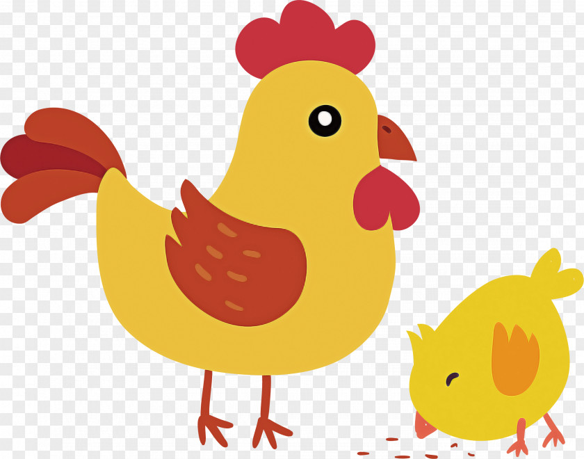 Chicken Rooster Bird Yellow Cartoon PNG