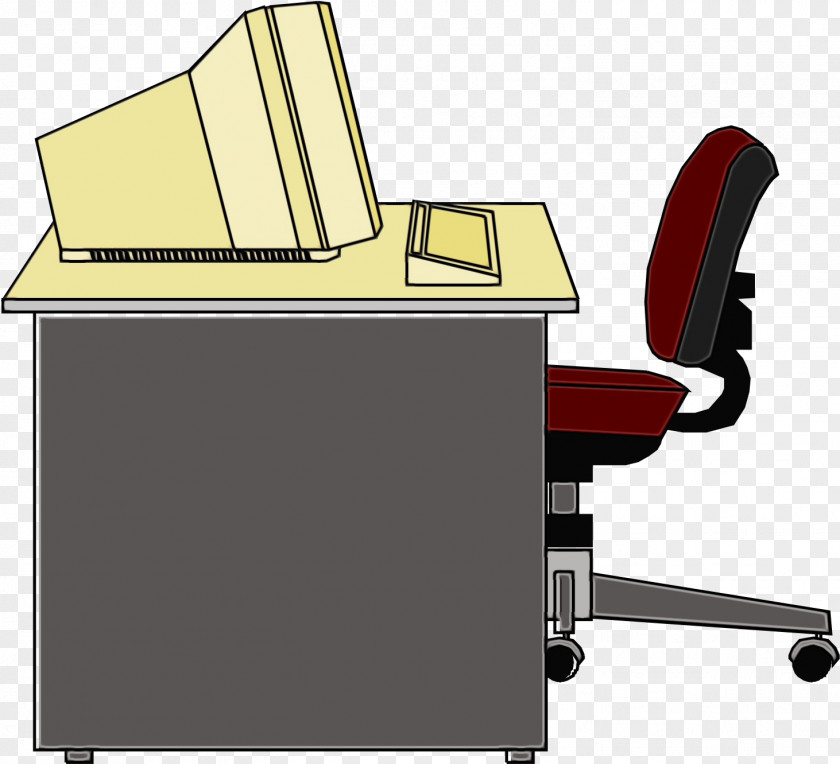 Office Chair Watercolor Cartoon PNG