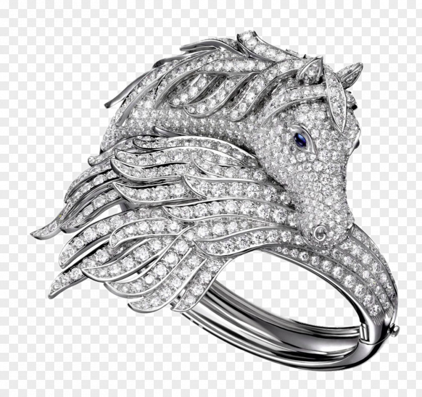 Pegasus Shaped Crystal Ring Horse Jewellery Earring Boucheron PNG