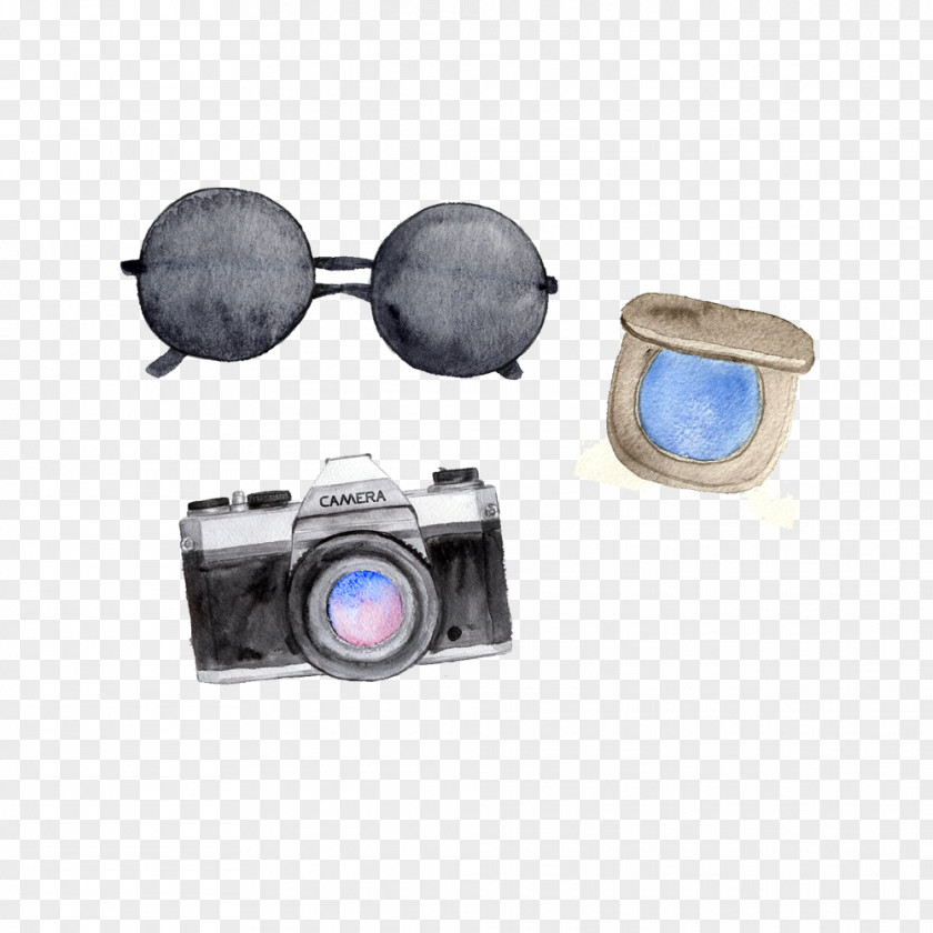 Cartoon Hand-painted Camera Glasses PNG