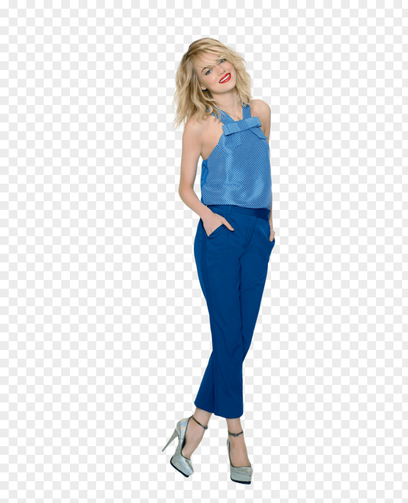 Emma Stone Waiting PNG Waiting, woman wearing teal sleeveless top and blue pants clipart PNG