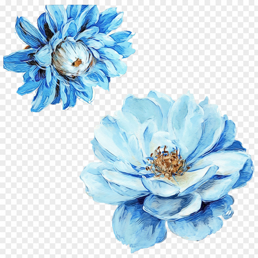 Flower Floral Design Watercolor Painting Blue PNG
